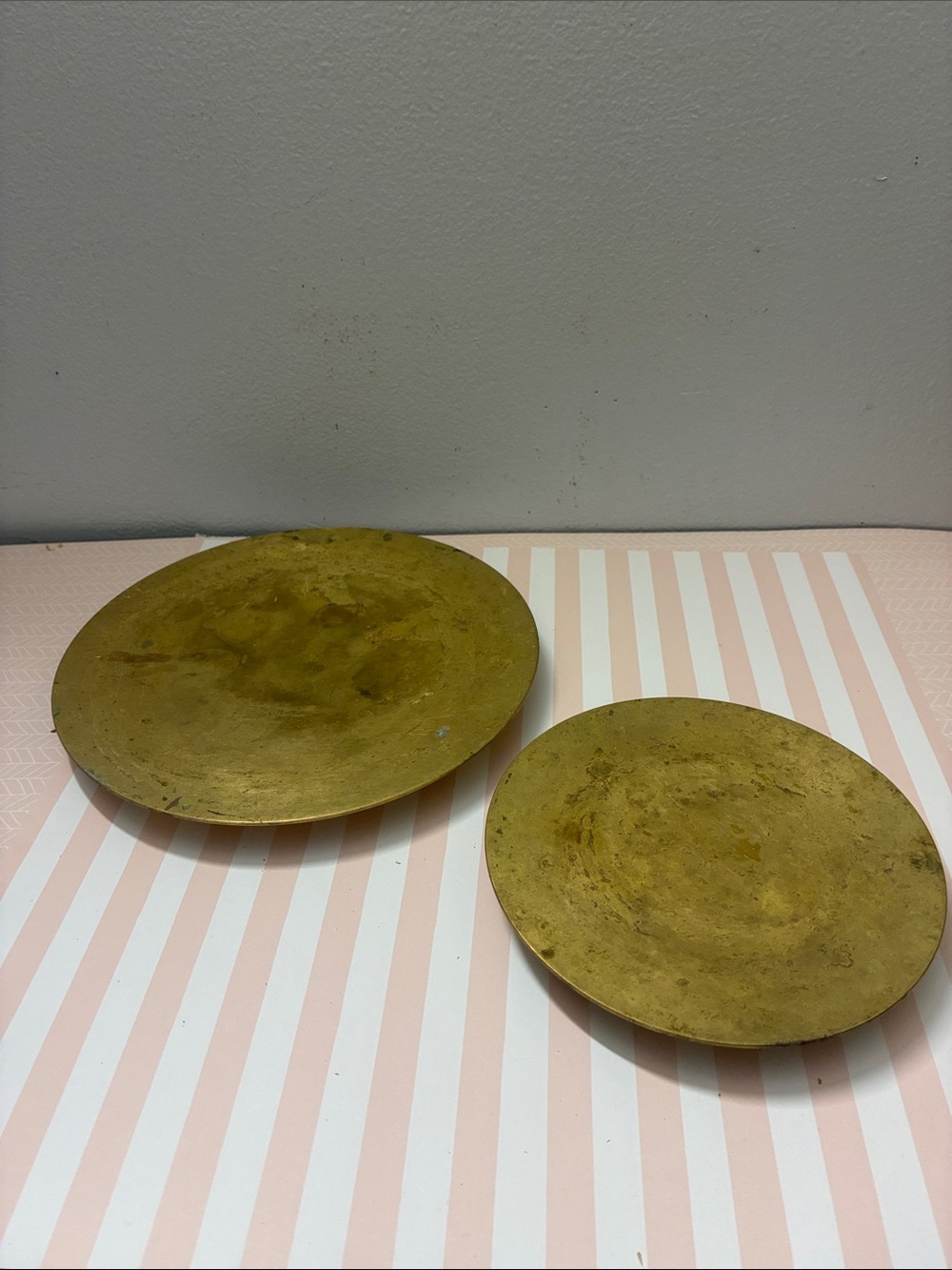 Brass Decorative Chargers - Round Gold Plates (Set of 2)